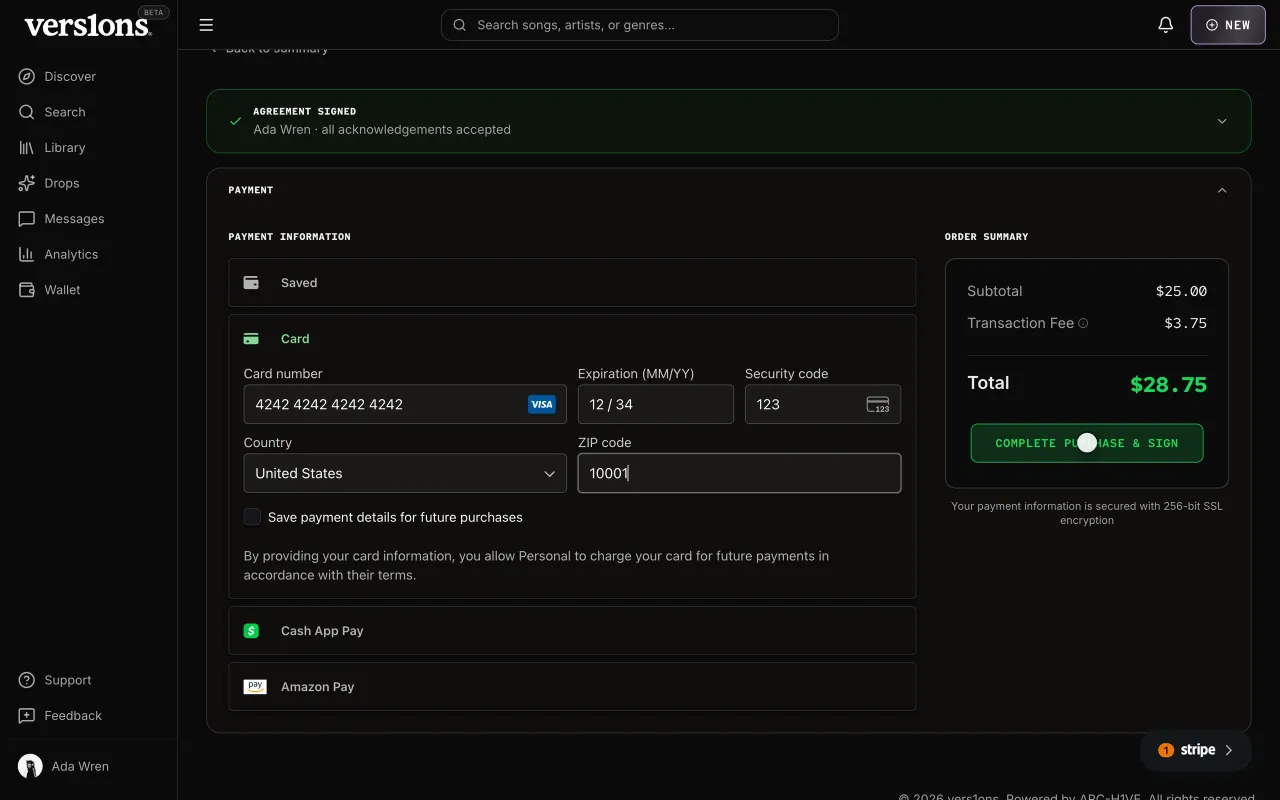 Payment, with "Agreement signed" above it.