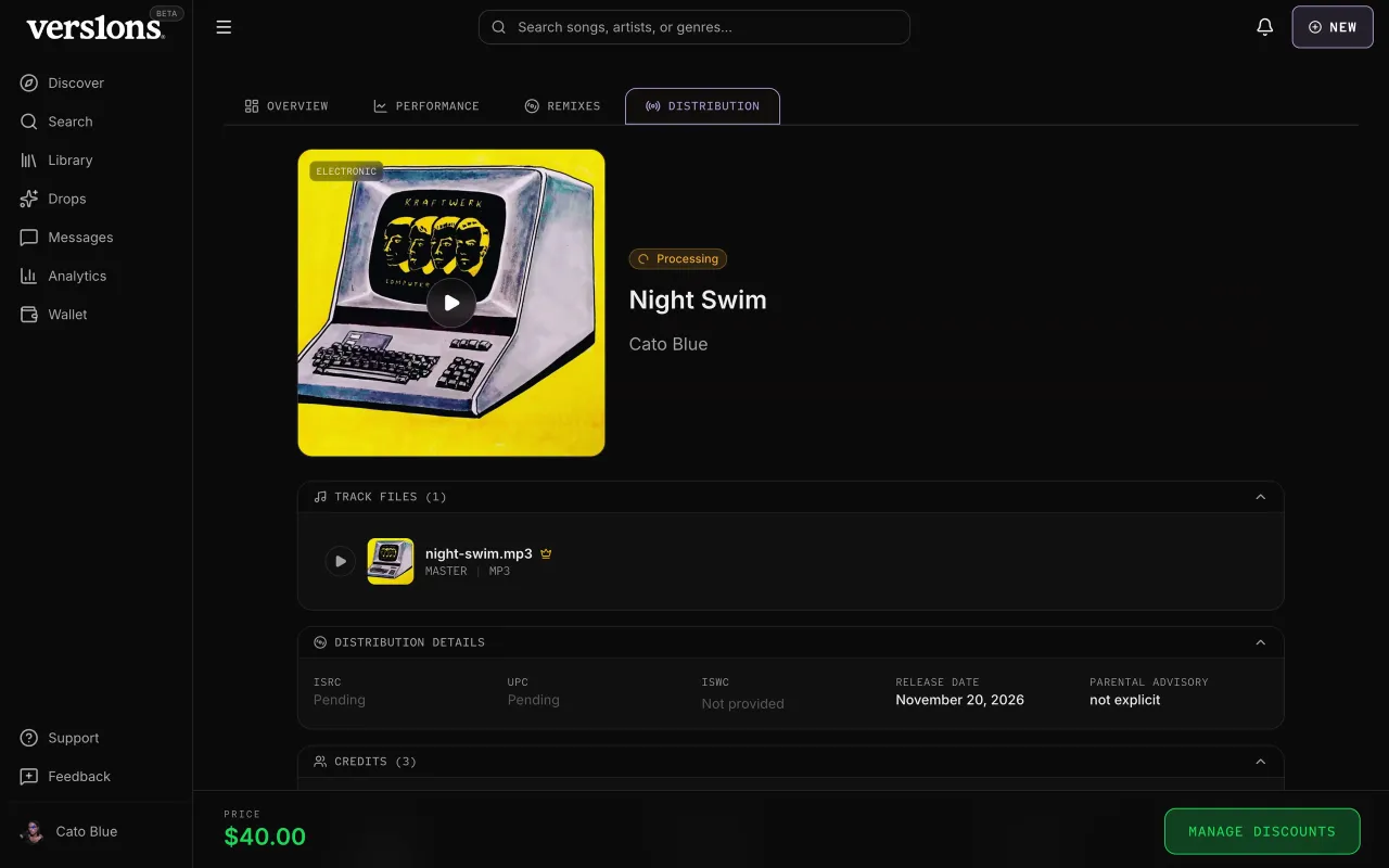 The release page, processing.
