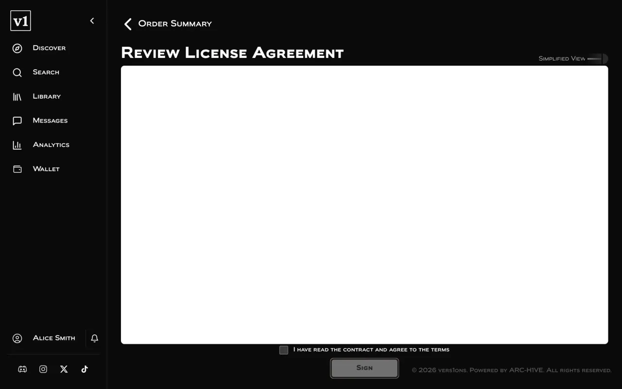 An early checkout step with the license terms.