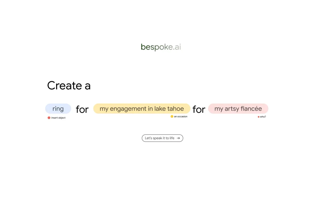 Design: Create a, for, for, with three colored blanks to fill in.