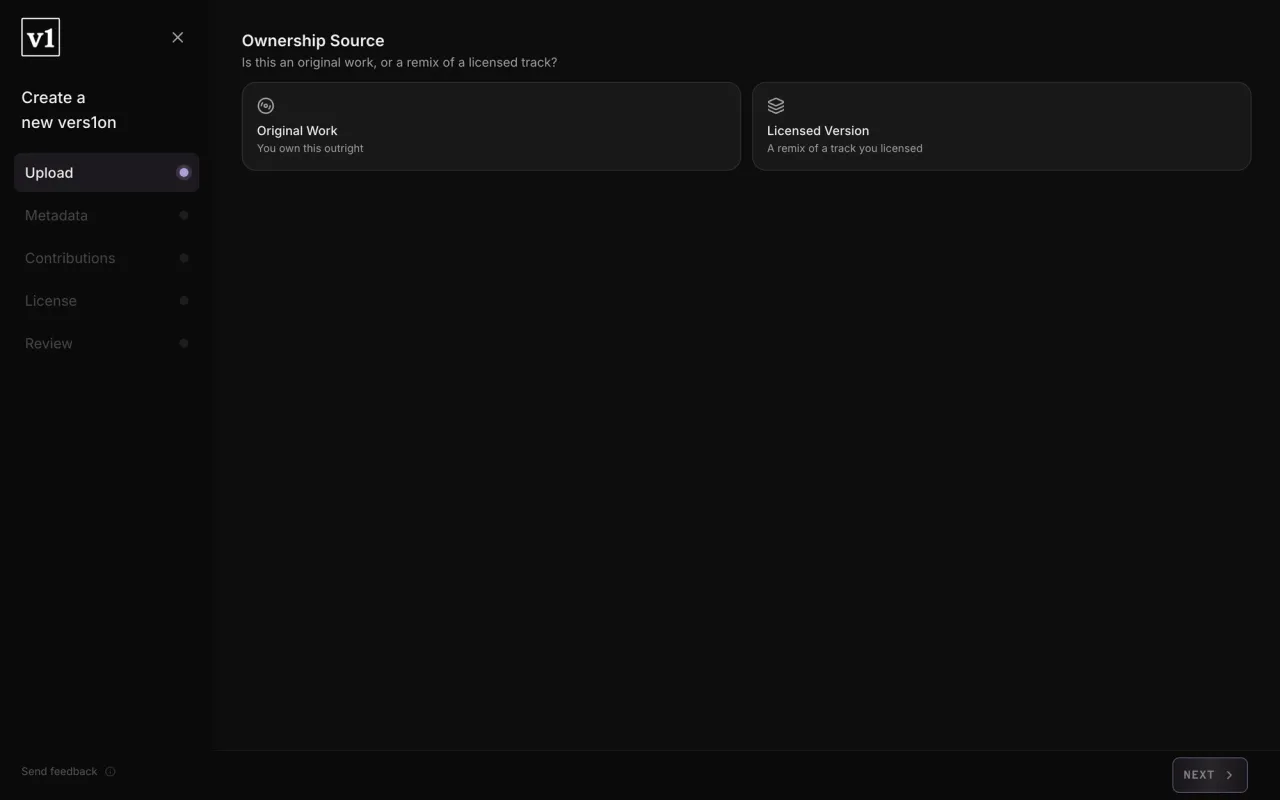 New opens the upload wizard directly.